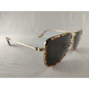 KREWE VAIL Tortoise 12K Gold Titanium Square Navigator Sunglasses 56-18 Gray